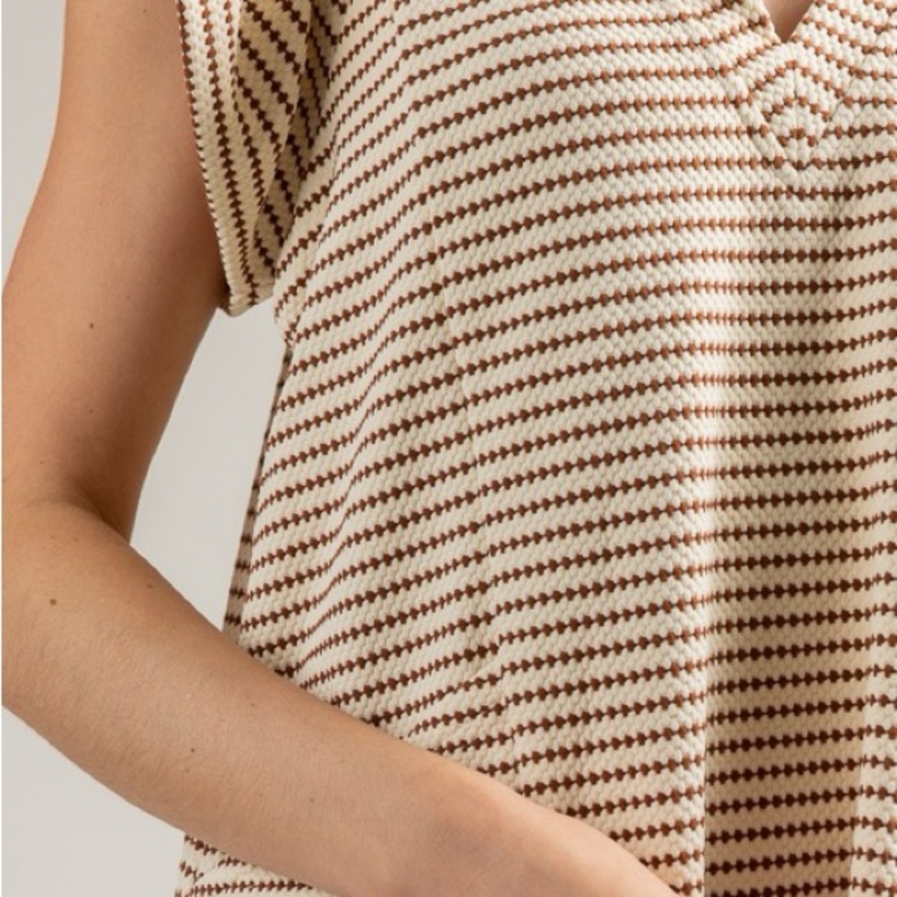 Entro DOTTED LINE DRESS, ECRU MOCHA Size M - Picture 8 of 10